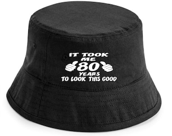 Bucket Hat 80e verjaardag: grappig cadeau van biologisch katoen