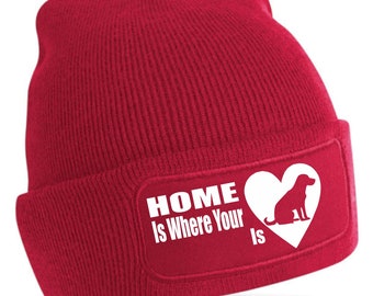 Print4u Home Is Where The Labrador Is Beanie Hat para hombres y mujeres amantes de los perros regalo