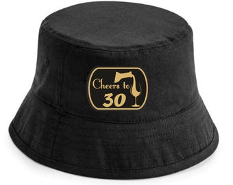 Print4U Cheers to 30 Bucket Hat Gift 30th Birthday Funny 30 Year Old Present