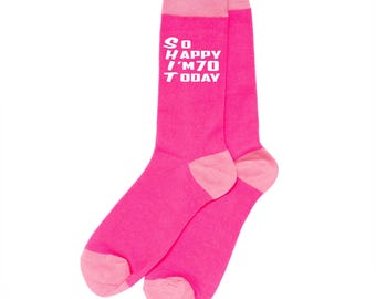70th Birthday Socks, Novelty Pink Socks for Women