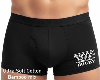 May Start Talking About Rugby Supersoft Bamboo Boxers Birthday Gift