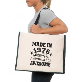 Borsa In Tela 50° Compleanno Donna "50 & Fabulous" | Tote Personalizzata Per Festa Mamma, Amiche E Sorelle