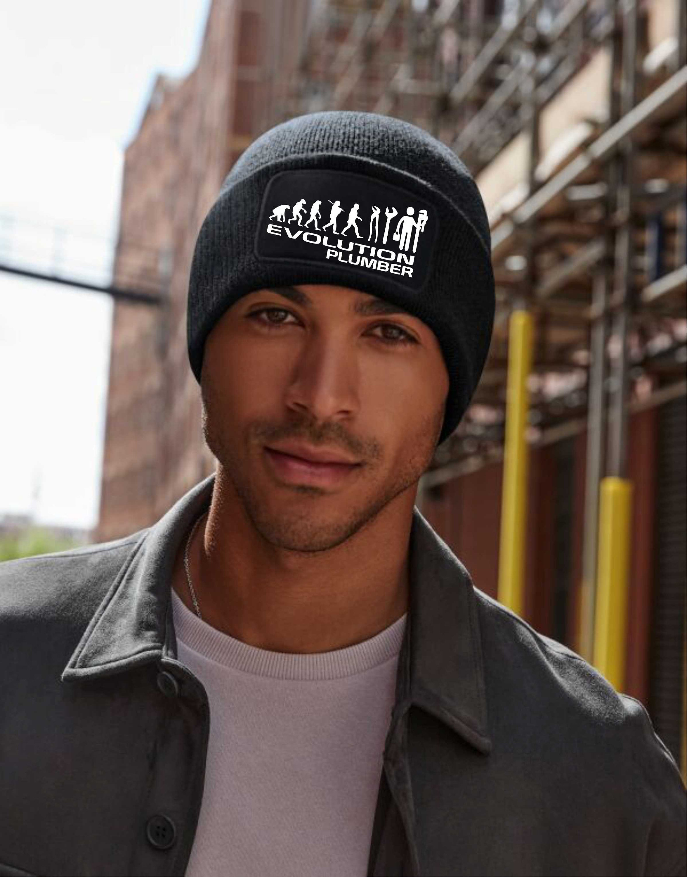 Print4u Evolution of A Plumber Beanie Hat Birthday Work Related
