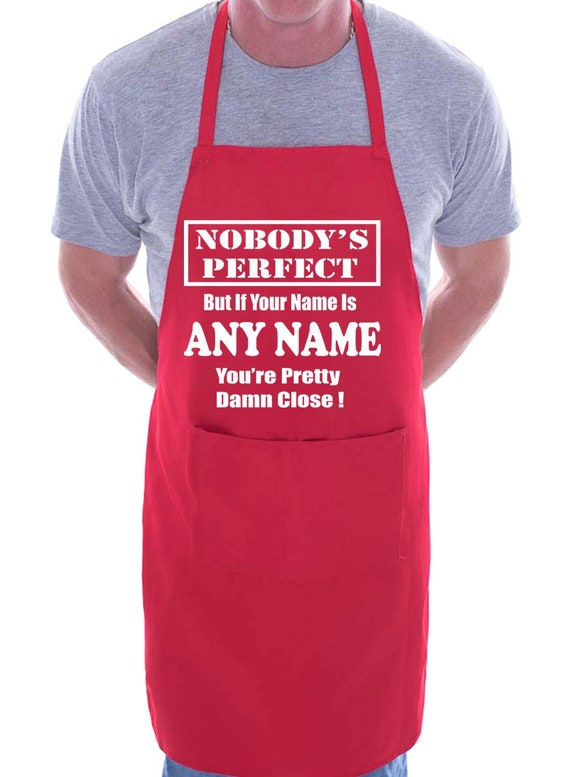Mens Personalised Apron BBQ Your Name Printed Fathers Day Gift Present Funny