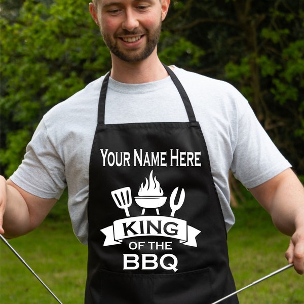 Print4u Customise This Apron King Of The BBQ  Add Your Name Here BBQ Baking Cooking Chef Apron