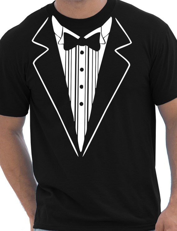 Funny Black Tuxedo Suit Jacket T-Shirt With Lapel Bow-Tie Funny Black Tuxedo Suit Jacket T-Shirt With Lapel Bow-Tie