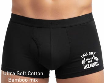 Fun Dog Gift For Him Guy Loves His Jack Russell Bamboo Boxer Shorts
