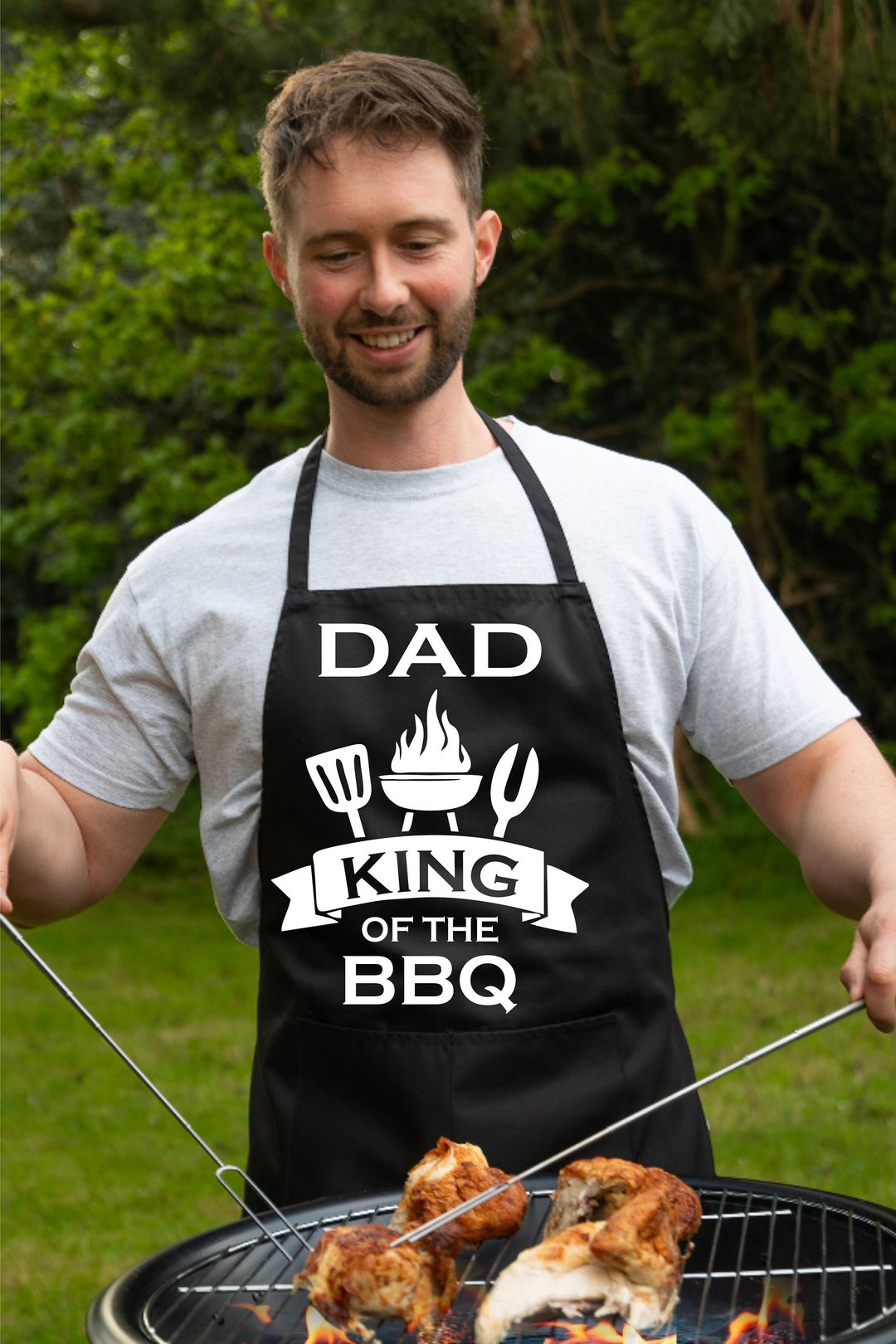 Print4u Dad King of the BBQ King Father's Day Gift BBQ Cooking Unisex Funny Novelty Apron Etsy UK