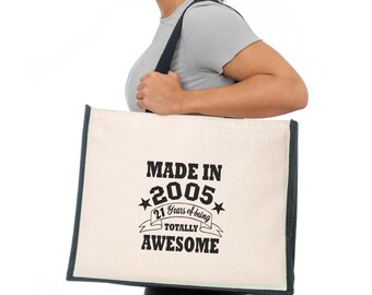Print4U 21-årsdag Tillverkad År 2005 Tote Ålder 21 Födelsedag Dam Canvas Shopper Naturfärgad