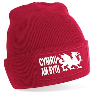 Print4u Welsh Dragon Wales Forever Beanie Hat For Men & Women Welsh Birthday Gift