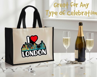 I Love London Skyline Canvas Tote Bag – UK Souvenir Shoulder Bag
