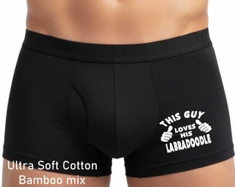 Fun Dog Gift For Him Guy Loves His Labradoodle Bamboo Boxer Shorts