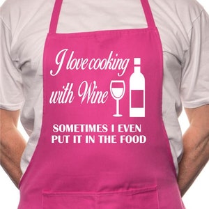 Print4u I Love Cooking With Wine BBQ Baking Chef Cooking Funny Novelty Apron
