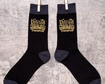 Print4u I'm Retired You're Not Men's Black Socks Funny Joke Retirement Gift