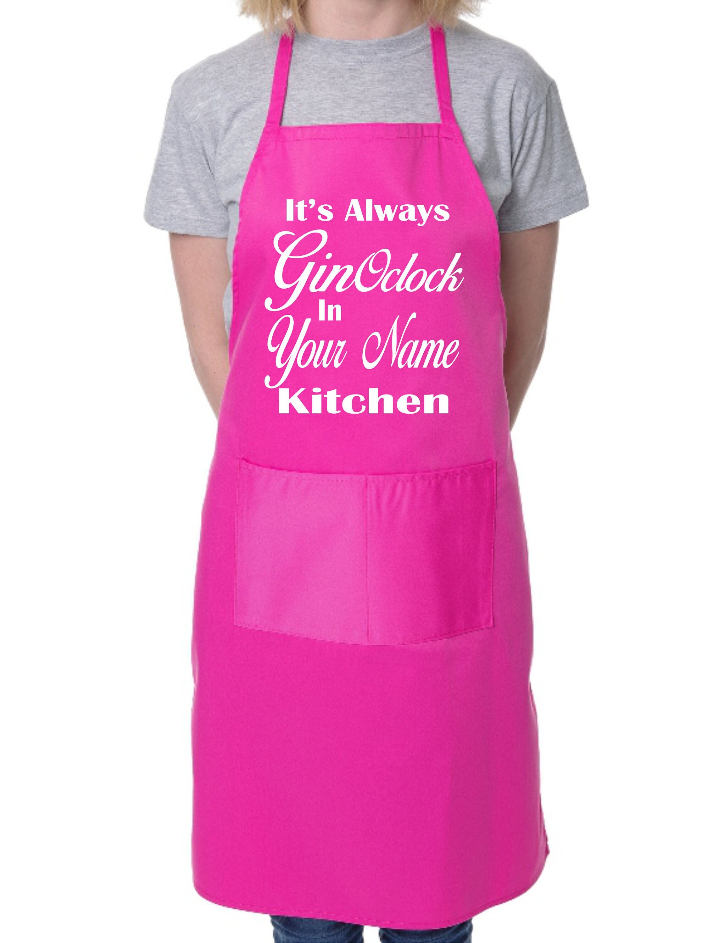 Print4u Personalised Its Always Gin O'Clock Custom Printed Unisex Apron Add Your Own Name Cooking BBQ Baking Chef Apron