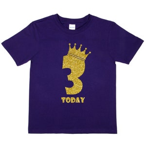 Print4u Happy 3rd Birthday 3 Today Age Three In Unique Gold Glitter Boys Girls T-Shirt