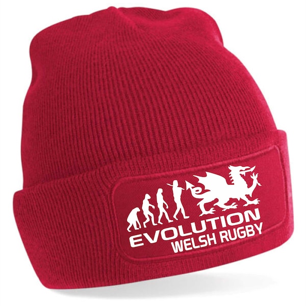 Print4u Evolution Of Welsh Rugby Beanie Hat For Men & Ladies Great Birthday Idea Welsh Rugby Fans