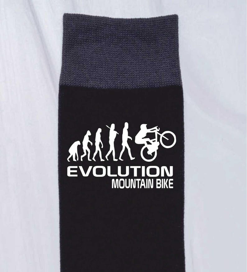 Print4u Evolution Of Mountain Bike Men's Black Socks Birthday Fathers Day Gift image 3