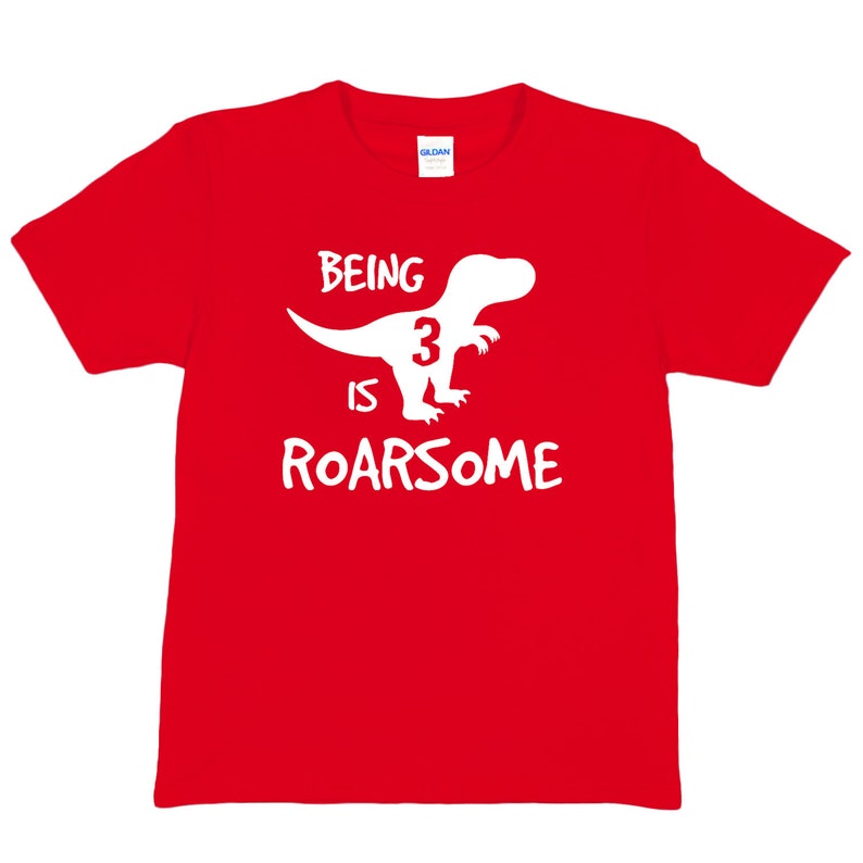 Print4U Dinosaur Roarsome 3rd Birthday Kids T-Shirt Age 3