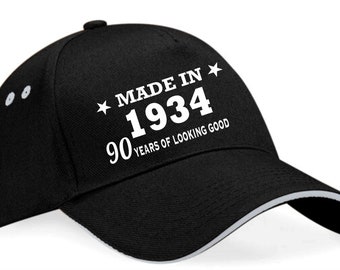 Print4u 90th Birthday Awesome 90 Year Old Baseball Cap 90th Birthday Present For Men And Ladies