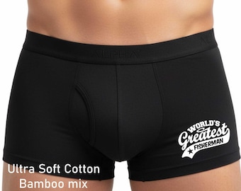 Worlds Greatest Fisherman Bamboo Boxer Shorts Funny Angling Gift Him