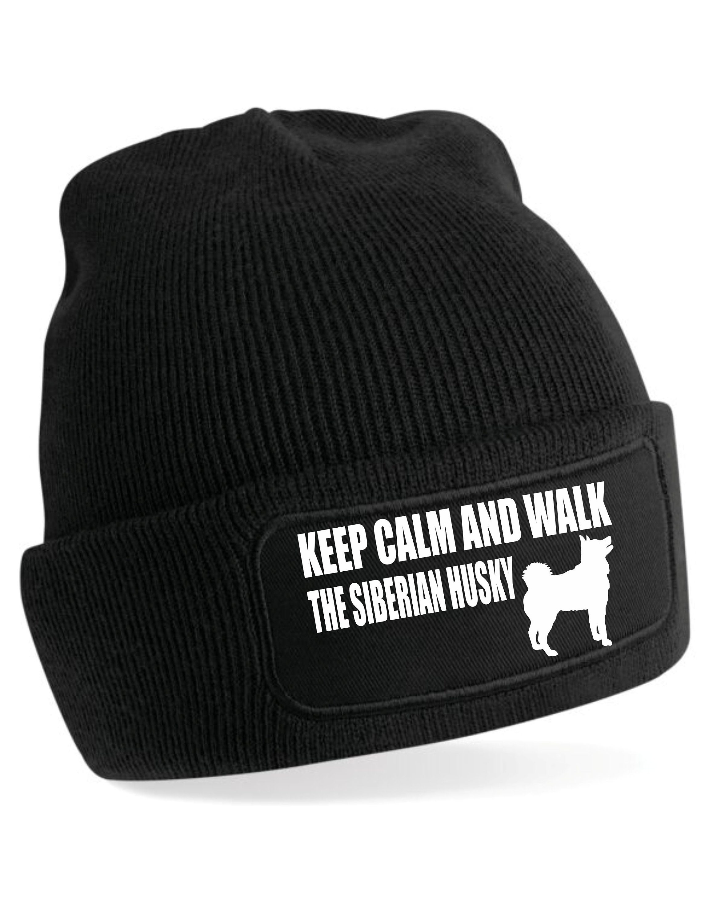 Print4u Keep Calm and Walk The Siberian Husky Beanie Hat For Men & Women Dog Lovers Gift