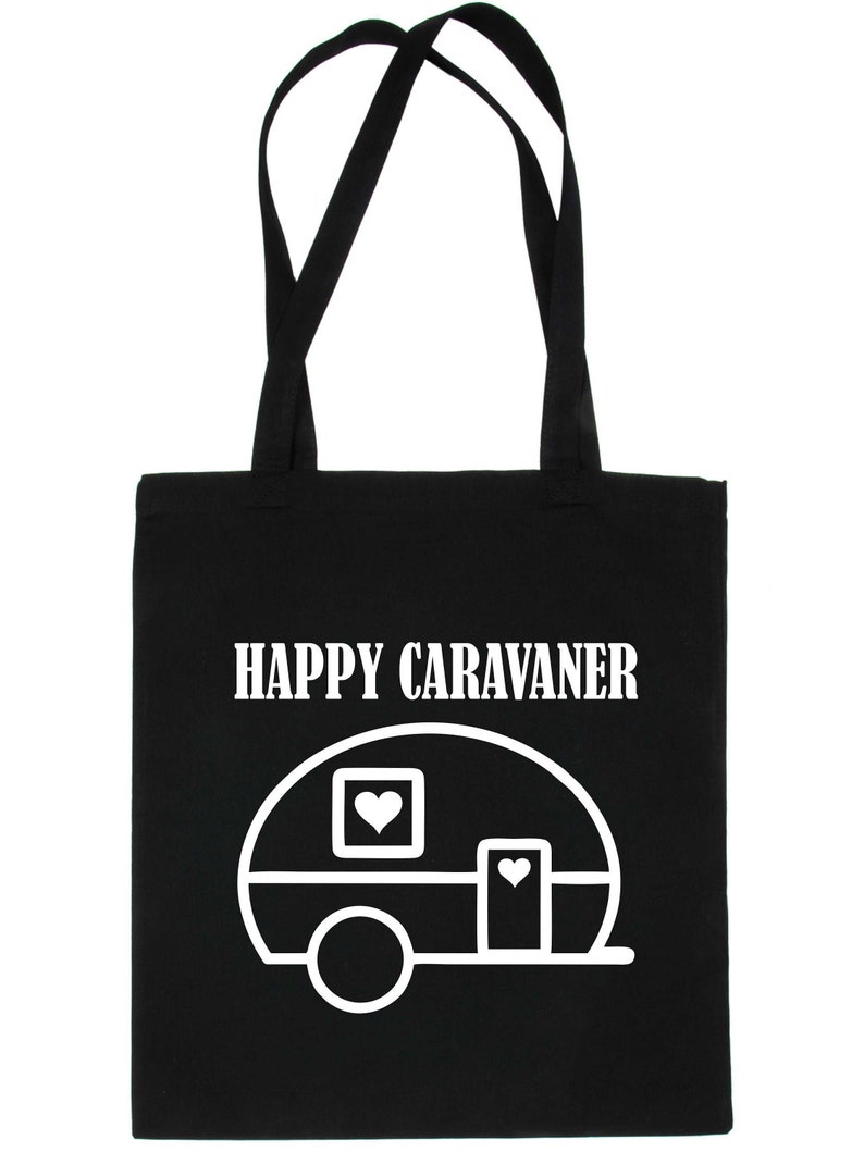 Print4U Happy Caravaner Camping Holiday Funny Reusable Shopping Tote Bag image 1