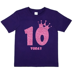 Print4u Happy 10th Birthday 10 Today Age Ten In Unique Pink Glitter Boys Girls T-Shirt