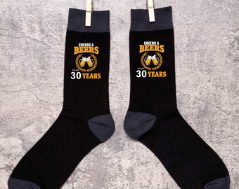 Print4u Cheers 30th Birthday Men's Black Socks Gift For Him 30 Year Old Present