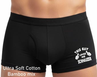 Funny Dog Owner Gift Guy Loves His Schnauzer Bamboo Super soft Boxer Shorts