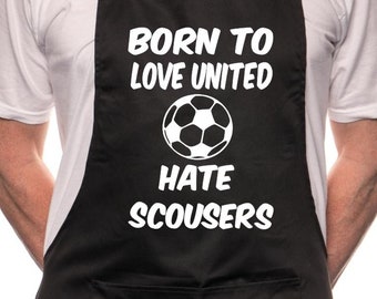 Kochschürze 'Love Man Utd Hate Scousers' – Für Echte Fans, Größe Ca. 84x58 Cm, Mit Tasche & Bindebändern