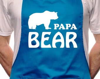 Print4u Papa Orso Regalo per la festa del papà BBQ Chef Cucina Baking Funny Novelty Grembiule