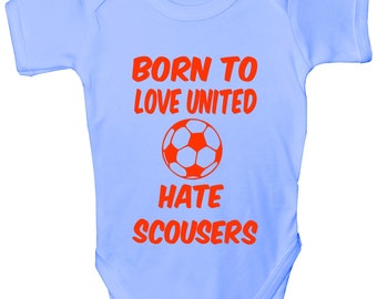 Born To Love United Hate Scousers Babygrow Vest Baby Clothing Funny Gift