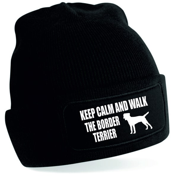 Print4u Keep Calm and Walk The Border Terrier Beanie Hat For Men & Women Dog Lovers Gift