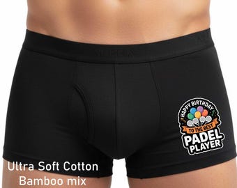 Happy Birthday Padel Bamboo Boxer Shorts Funny Padel Player Gift
