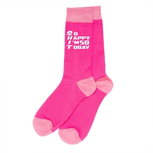 Print4u 50th Birthday Gift 50 Year Old Gift Ladies Pink Socks Novelty Age 50