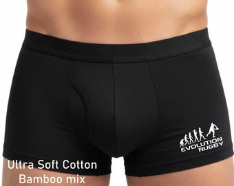Boxer Shorts Supersoft Bamboo Evolution Of Rugby Funny Birthday Gift