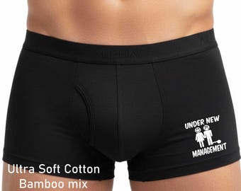 Groom Gift Under New Management Bamboo Boxers Funny Stag Do