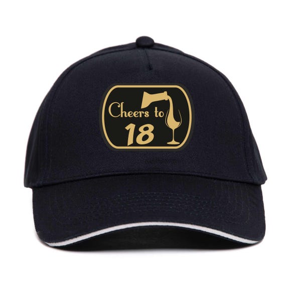 Print4u Cheers to 18 Baseball Cap Gift for 18th Birthday 18 Year