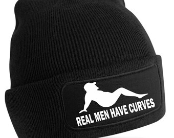 Print4u Real Men Have Curves Beanie Hat Funny Birthday Gift Father's Day For Men