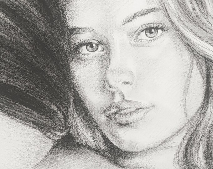 NSFW Lesbian Erotic Nude Women Charcoal Drawing Original and Unique