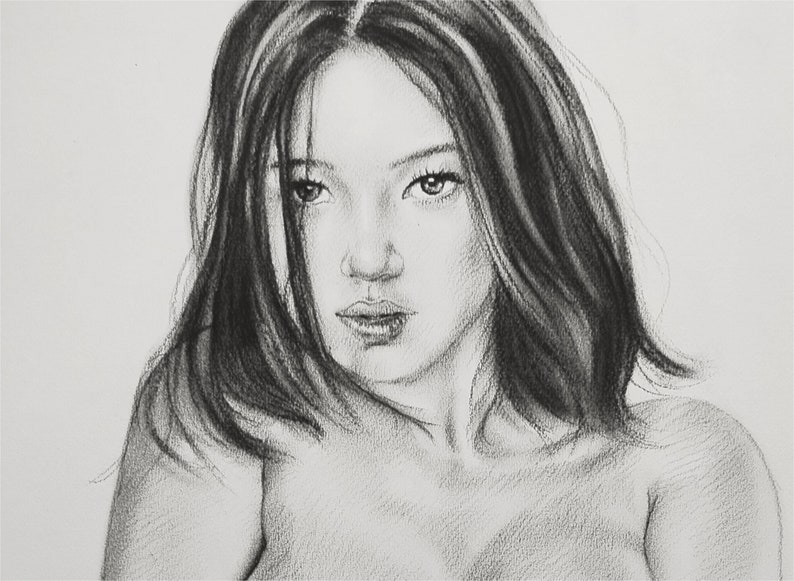 NSFW - Erotic Nude Women Charcoal Drawing - Original Fine Art - Wall