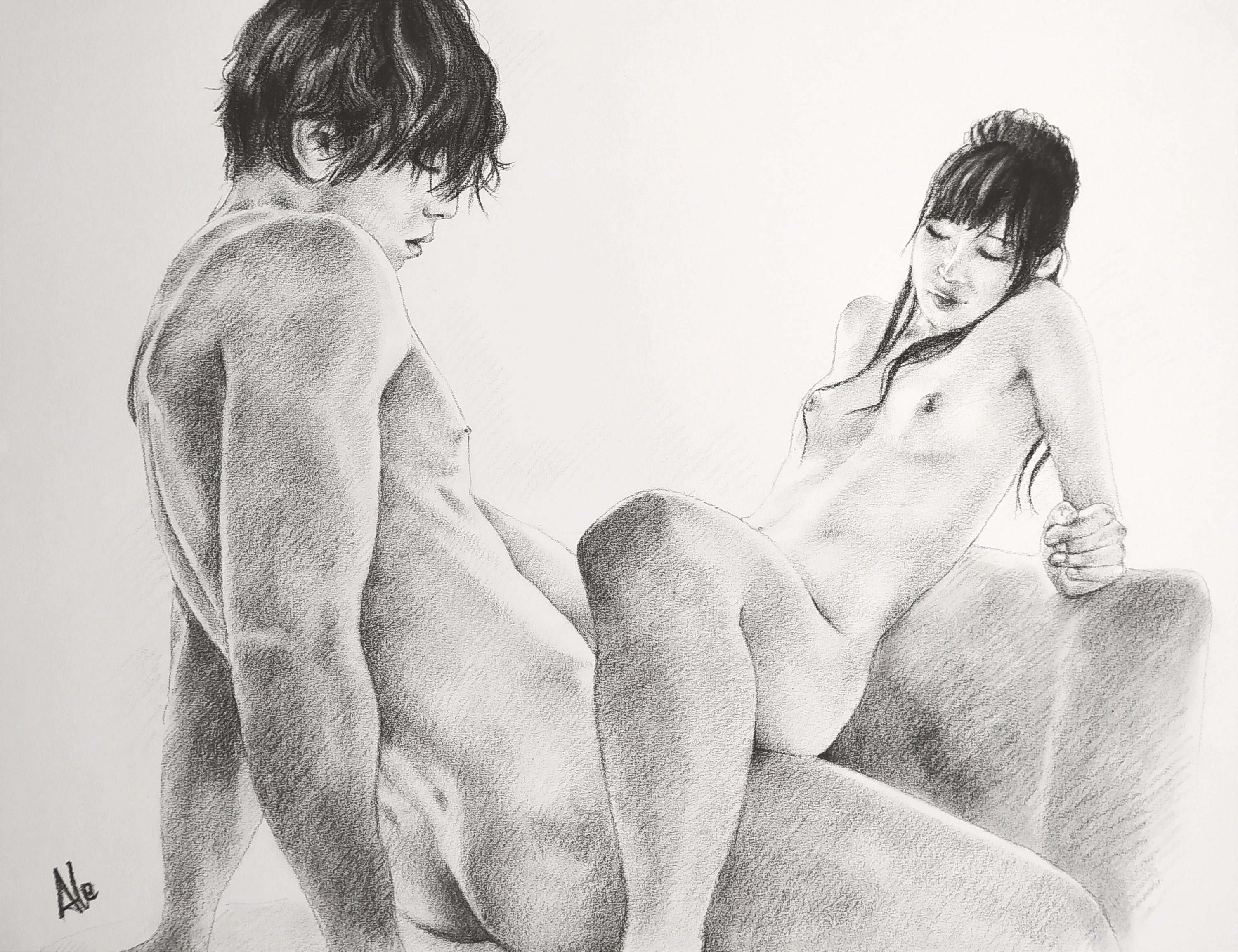 Asian Sex Nude Original Charcoal Horizontal Size 256 X pic pic