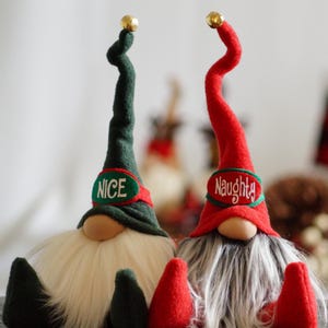 Christmas gnomes,  Christmas Decor, Naughty and Nice gnome