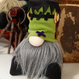 Frankenstein Gnome, Halloween home Decor, Gothic home decor, tiered tray decor, whimsigoth decor