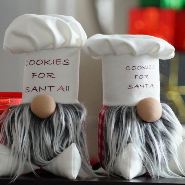 cookies for santa,  Christmas chef gnome, Holiday decor,  holiday gnome,  kitchen decor, Scandinavian gnome, chef gnome, nisse, tomte,