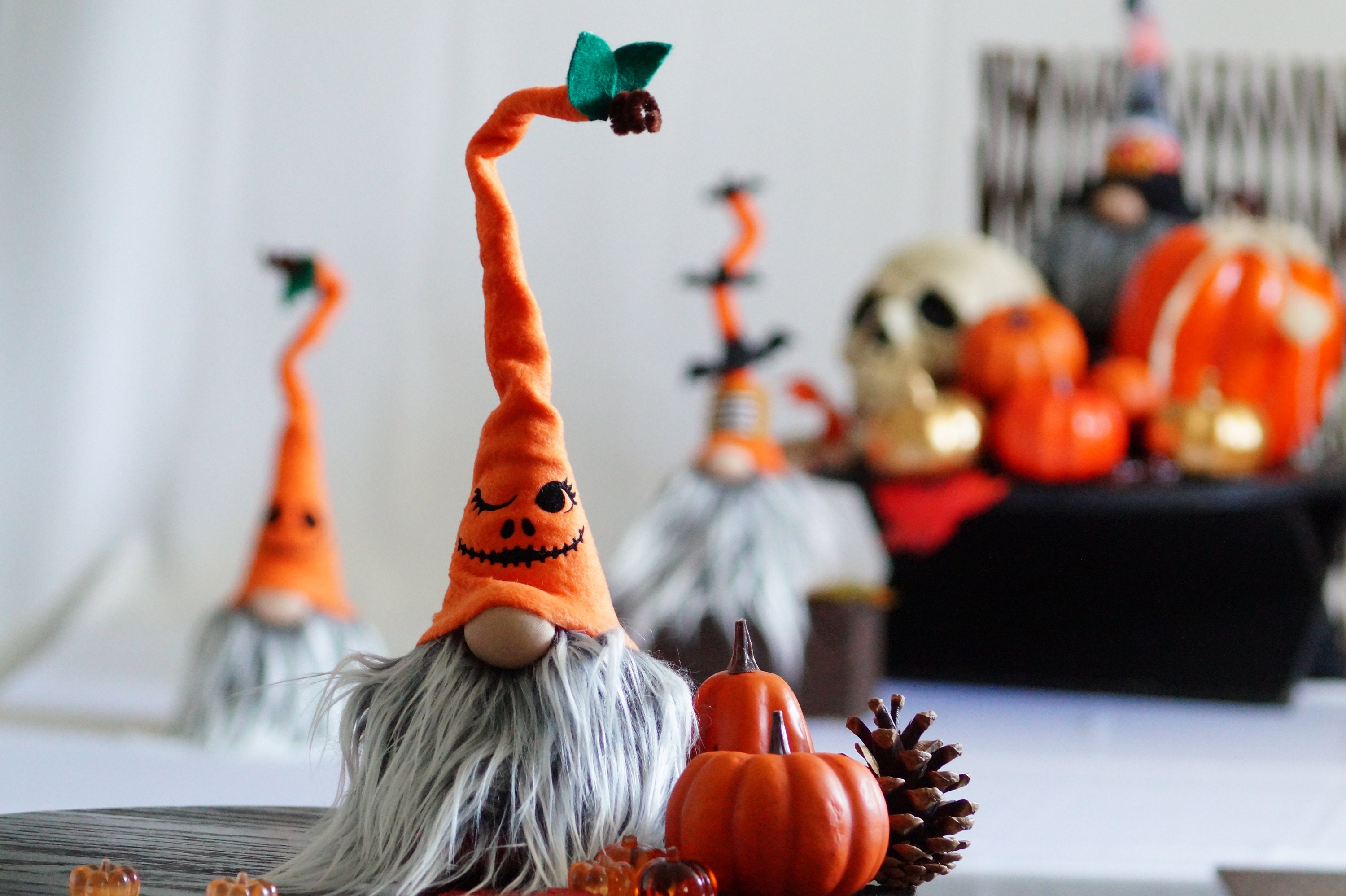 Deco halloween masque citrouille orange-vert – Orca