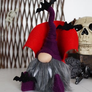 Purple Vampire gnome with fangs