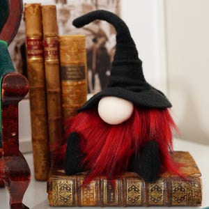 Fall wizard gnome, Gothic home decor, whimsigoth decor, Halloween Tiered Tray Decoration, Witch gnome