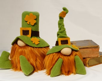 St Patricks day Gnome with top hat , Irish lad with shamrock ,